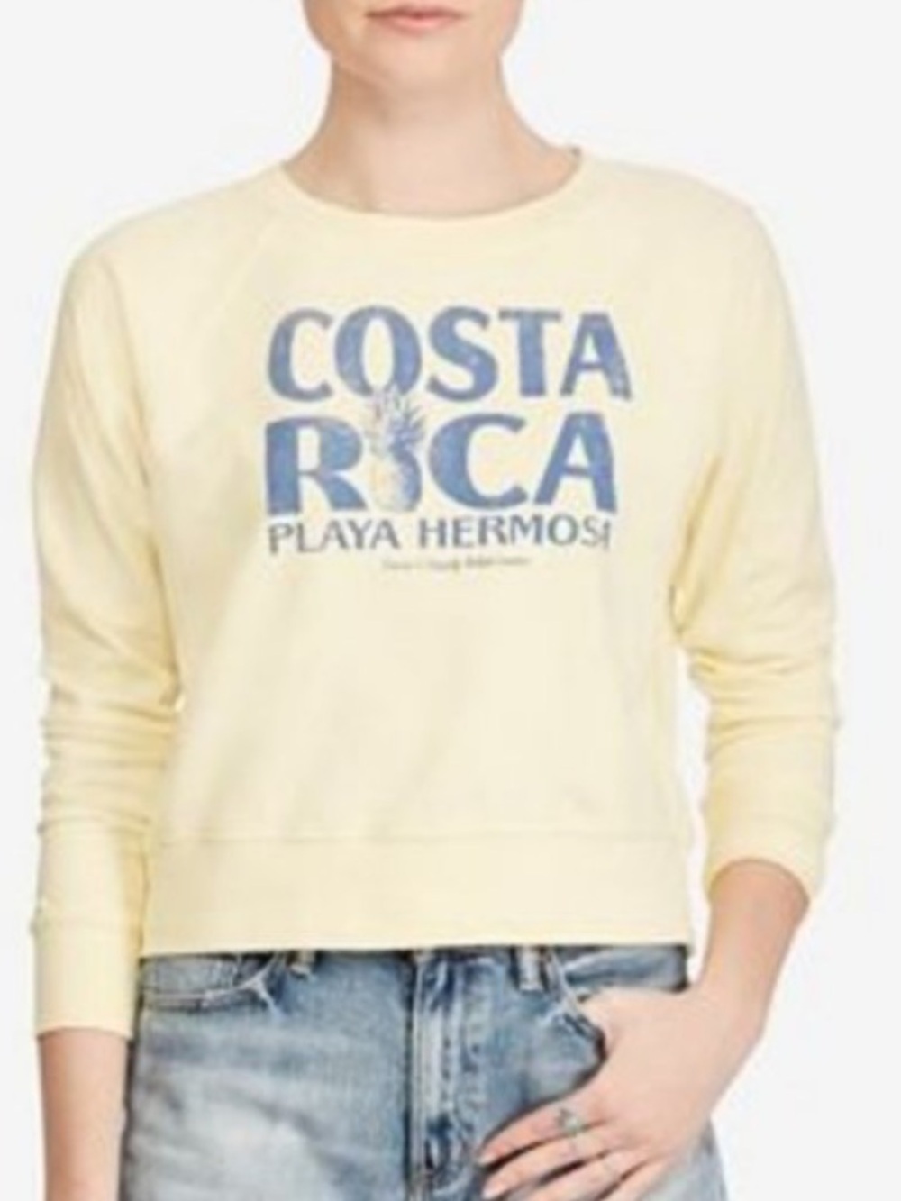 Denim & Supply Ralph Lauren Yellow Graphic Sweatshirt size S